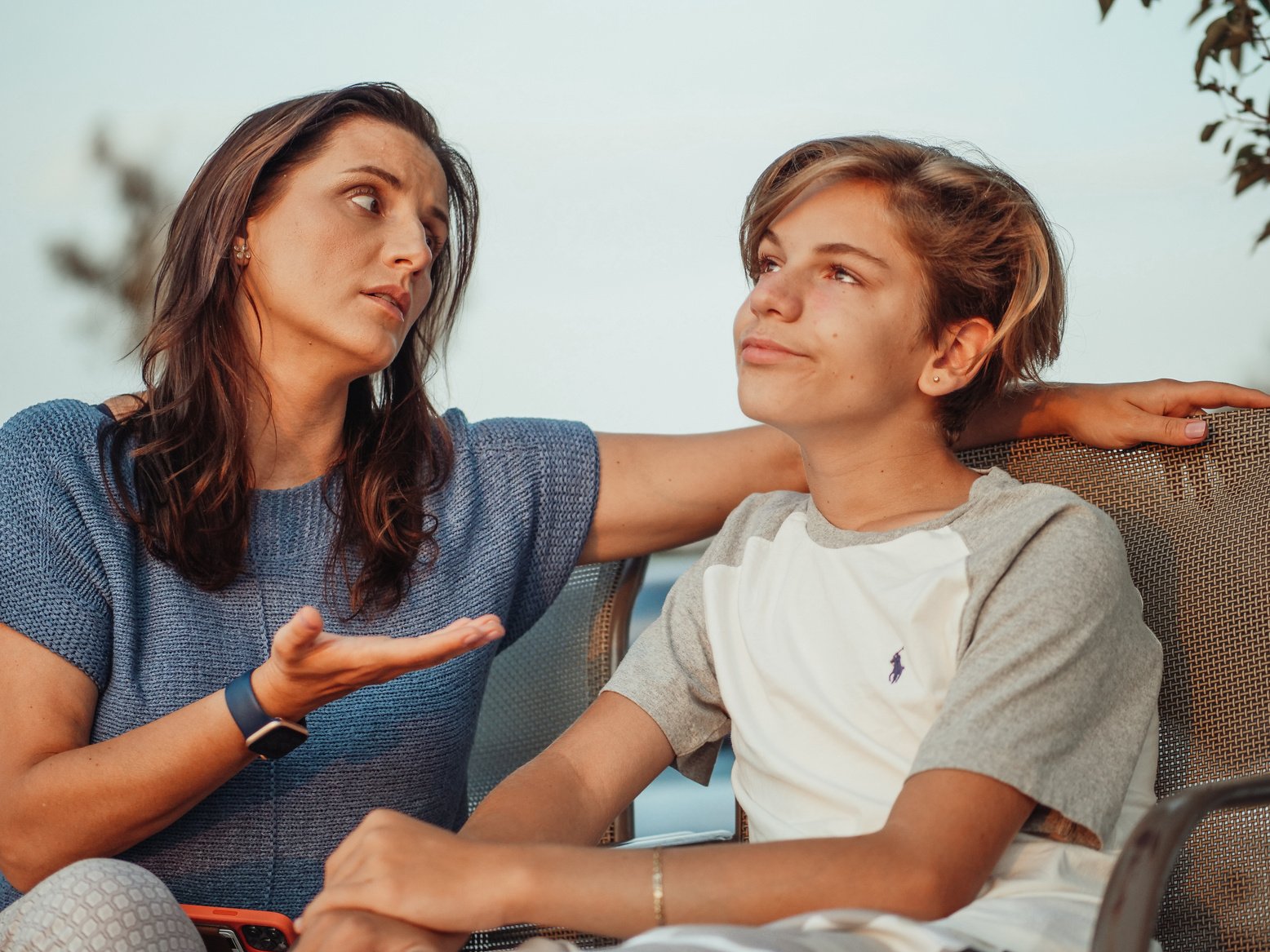 A Mother and Son having a Conversation